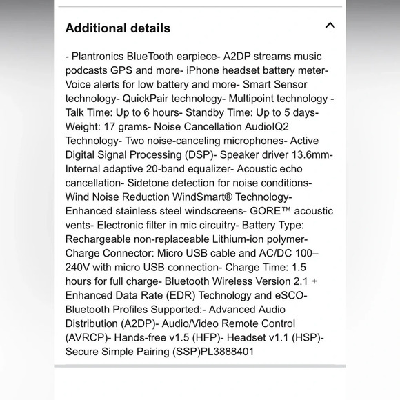 Plantronics Voyager PRO UC V2 B230-M Bluetooth Wireless Mobile PC Headset System - Picture 8 of 11